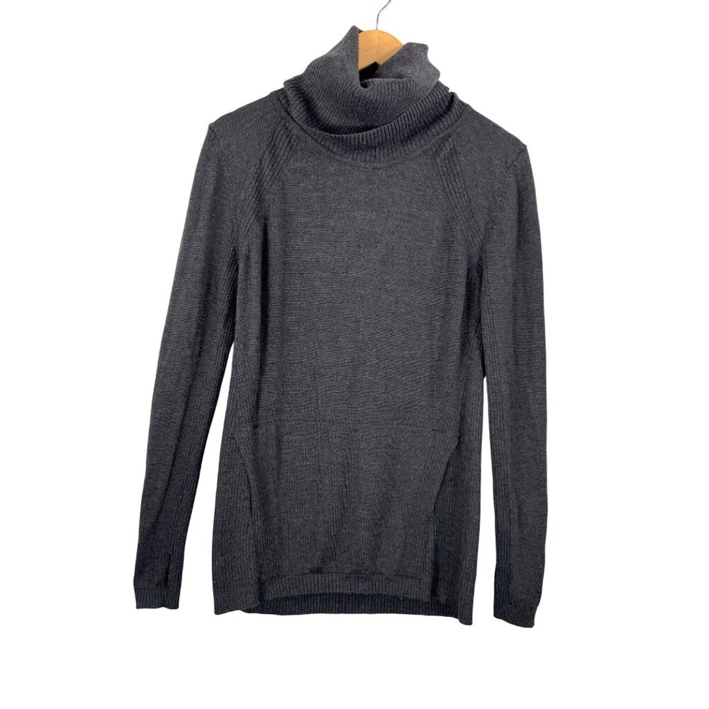 Lululemon Sweat and‎ Savasana merino wool turtle neck sweater charcoal sz 8